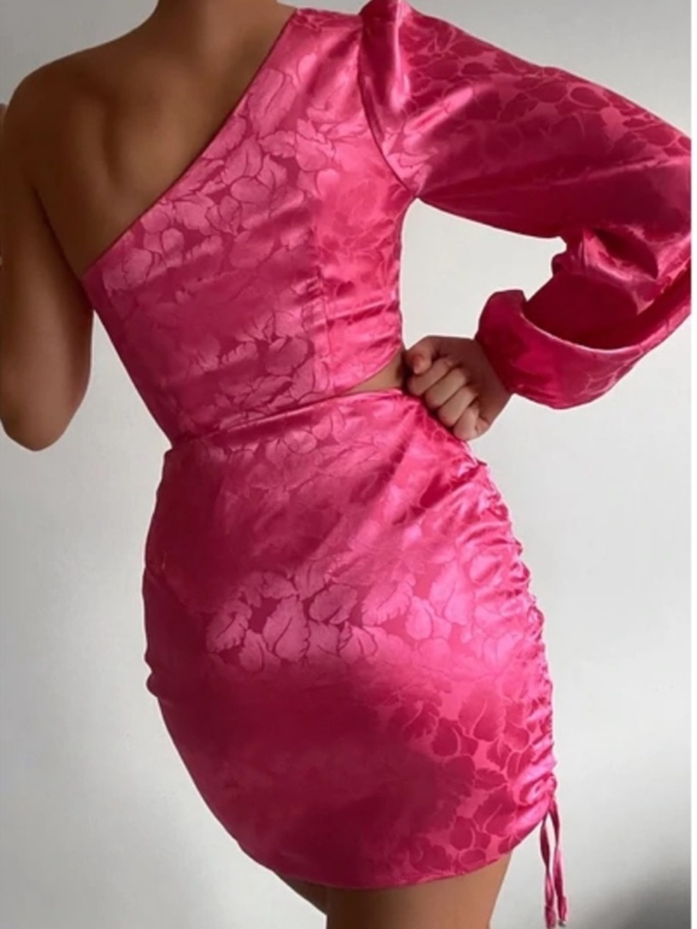 NEW Runaway the Label Floss Dress Pink Cutout Small One Shoulder - Picture 7 of 7